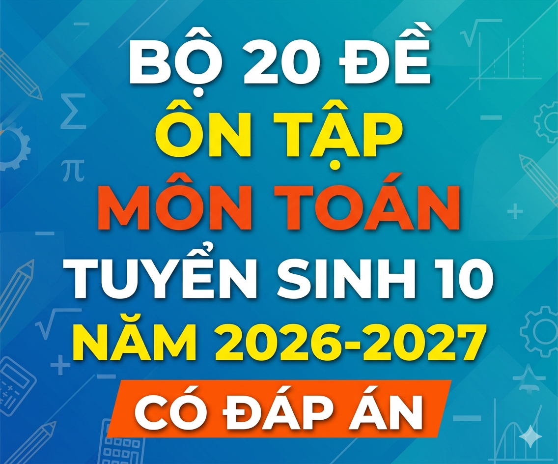 Bộ 20 Đề Ôn Tập Môn Toán Tuyển Sinh 10 Năm 2026-2027 -Có Đáp Án
